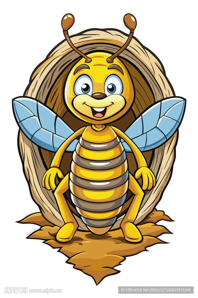 可爱蜜蜂在蜂巢中