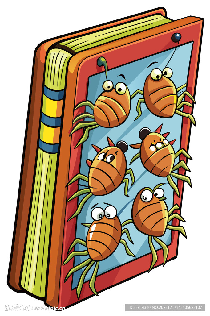 螃蟹爬出书本插画
