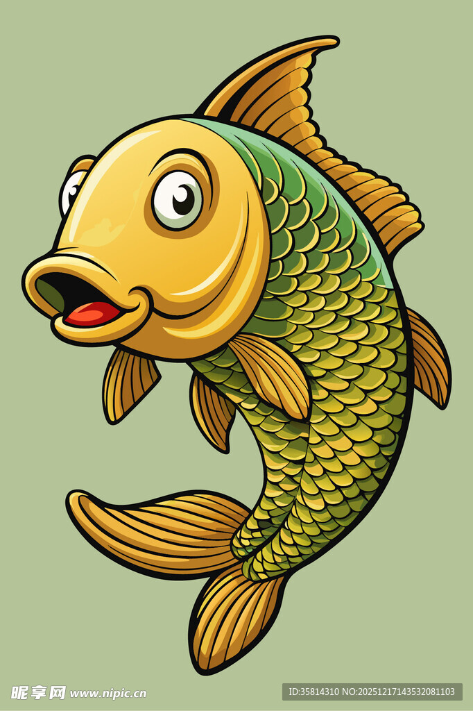 卡通欢快金鱼形象