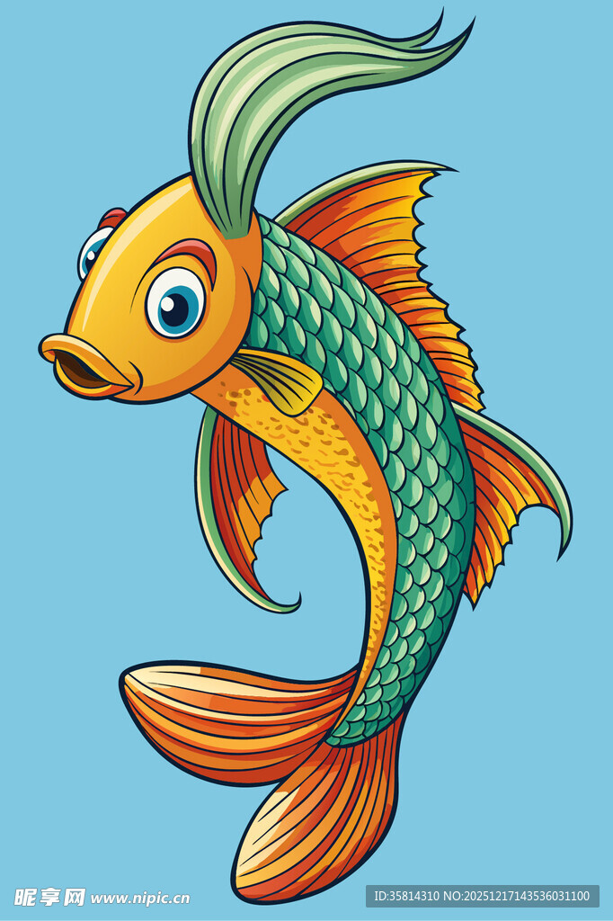 彩色卡通金鱼形象设计