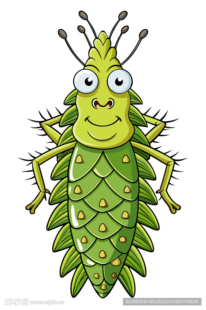 可爱绿色卡通昆虫形象