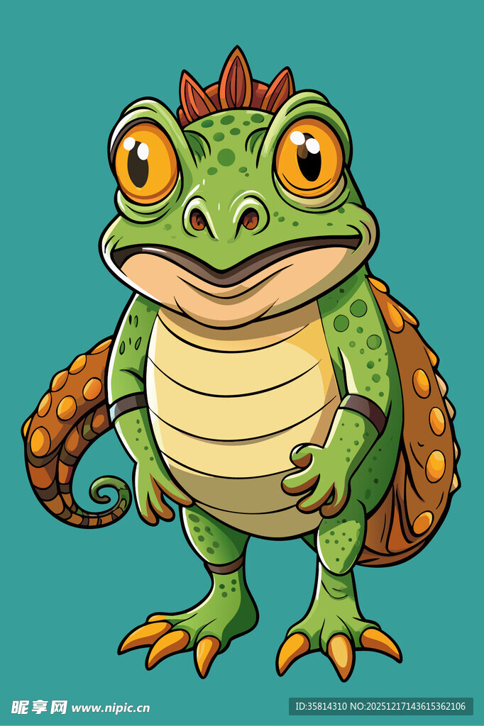 可爱卡通风绿色蜥蜴形象