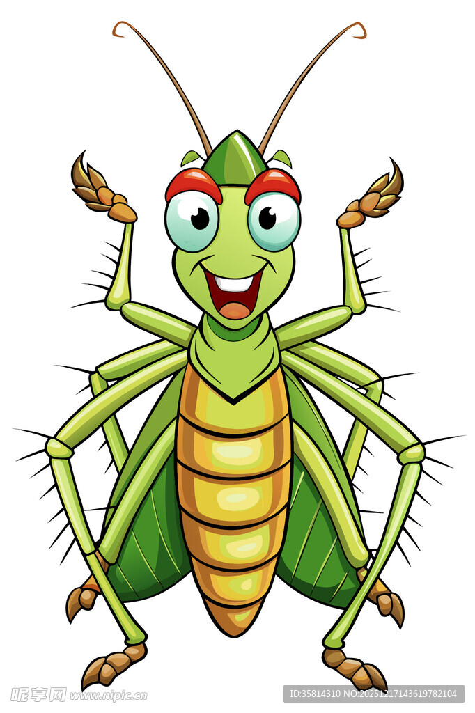 可爱卡通蚱蜢形象