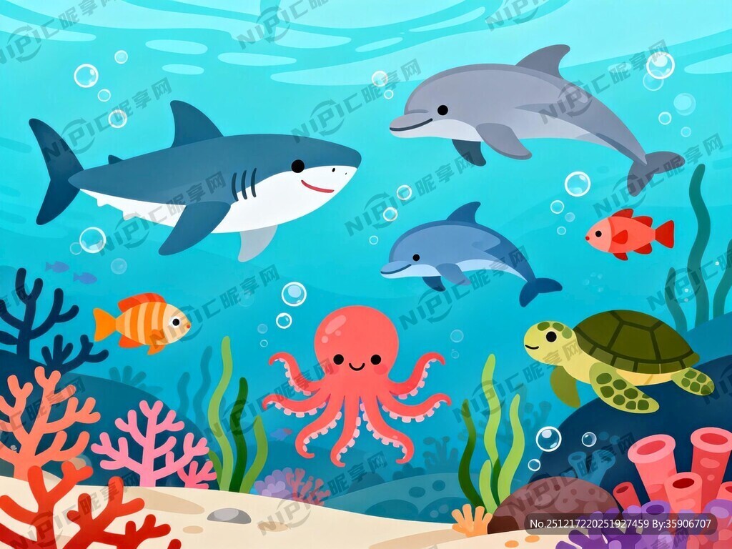 海底世界 画面清新 卡通动物