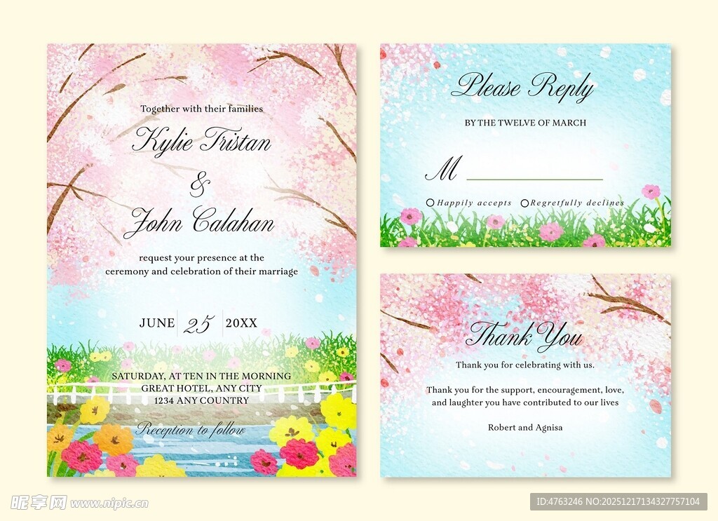 春日花卉主题婚礼邀请函