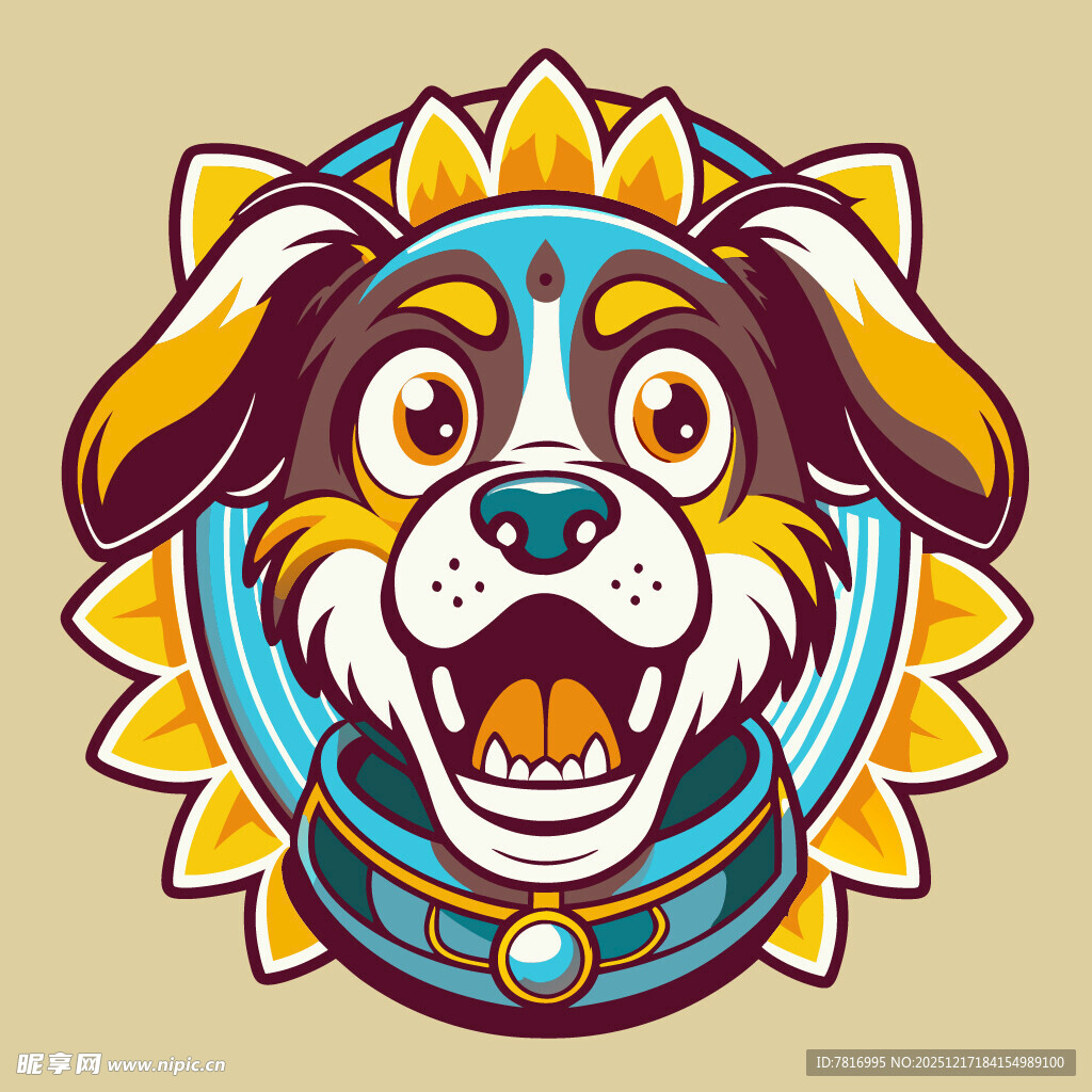 彩色卡通小狗头像