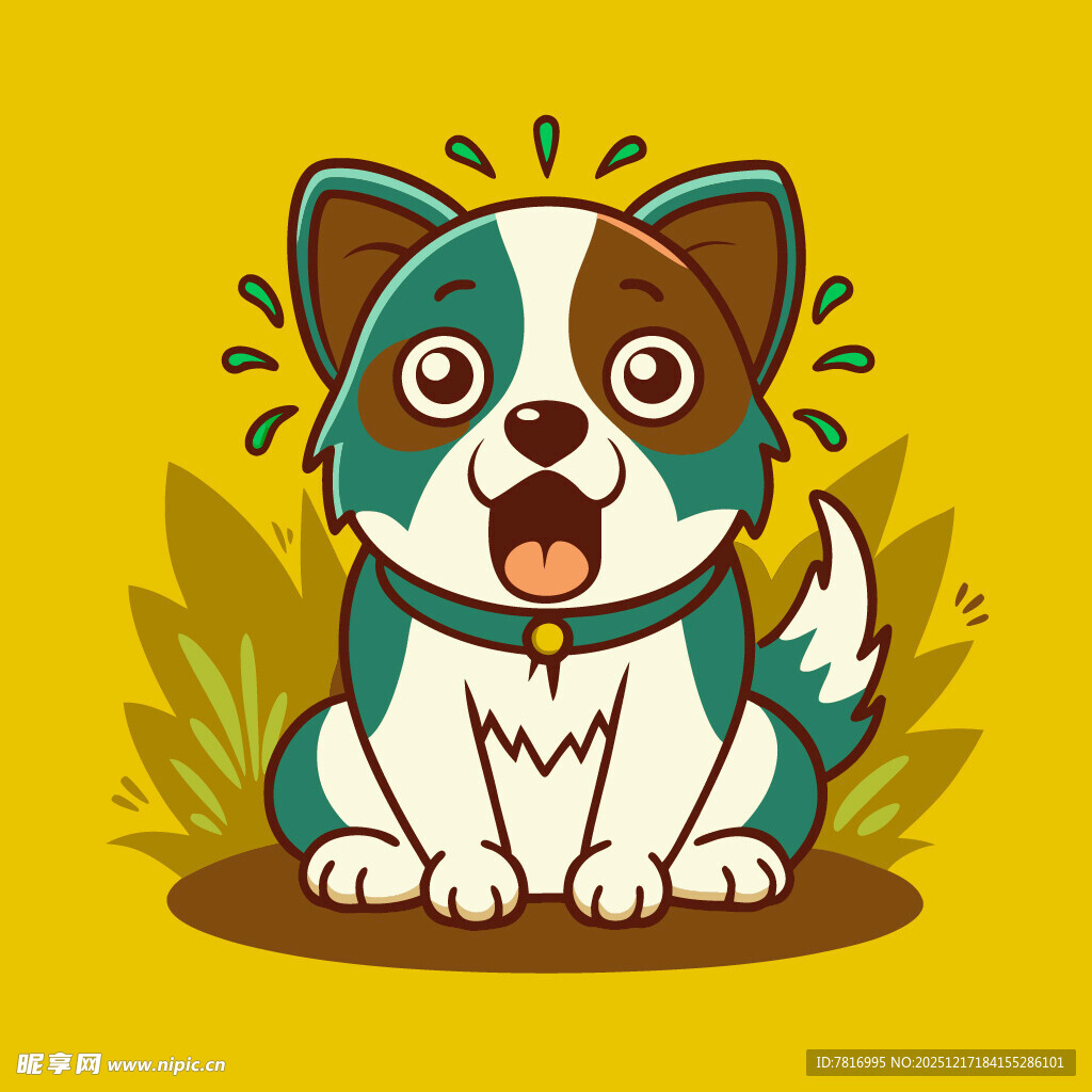 可爱三色小狗吐舌卖萌