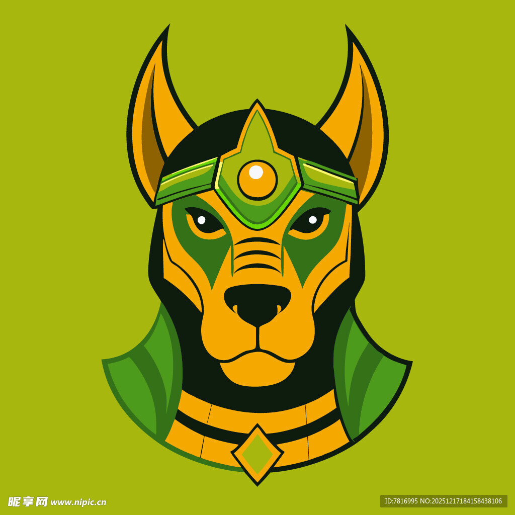 埃及风格神犬头像设计