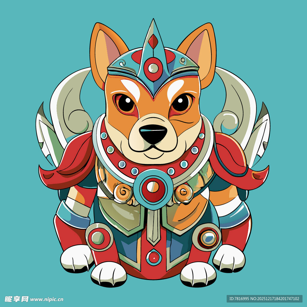 国风铠甲柯基萌趣形象