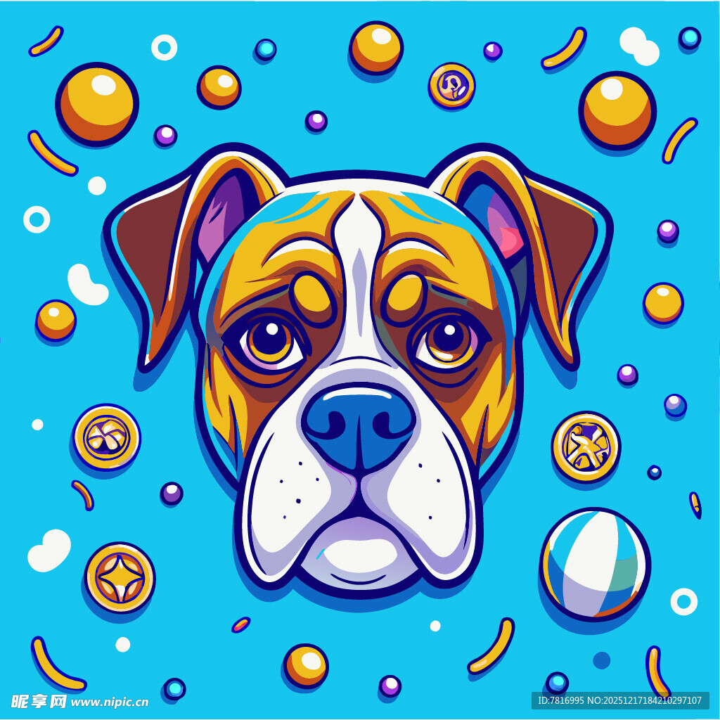 可爱拳击犬插画