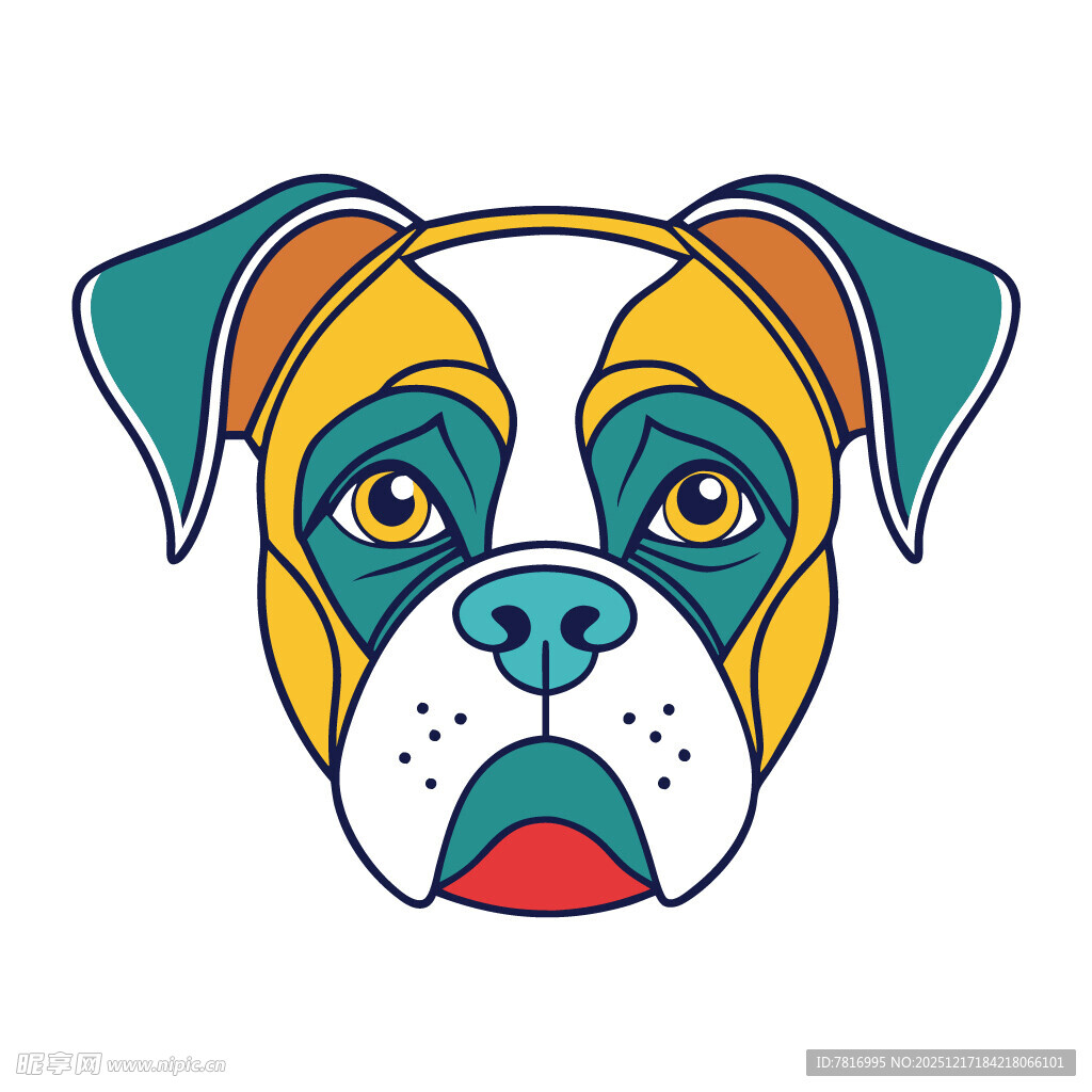 彩色拳击犬头像