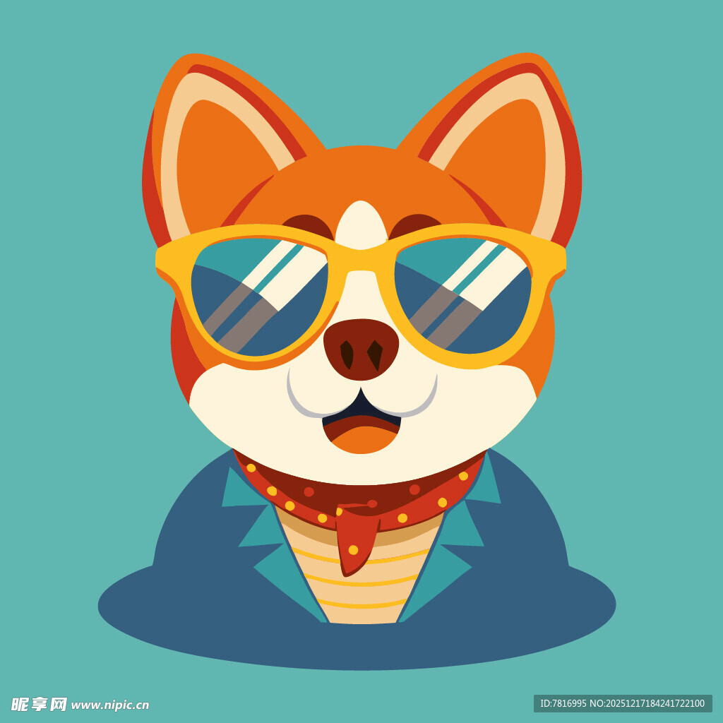 时尚酷萌的戴墨镜柯基犬