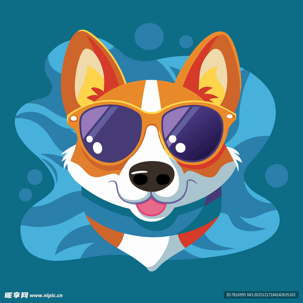 戴墨镜的可爱柯基犬