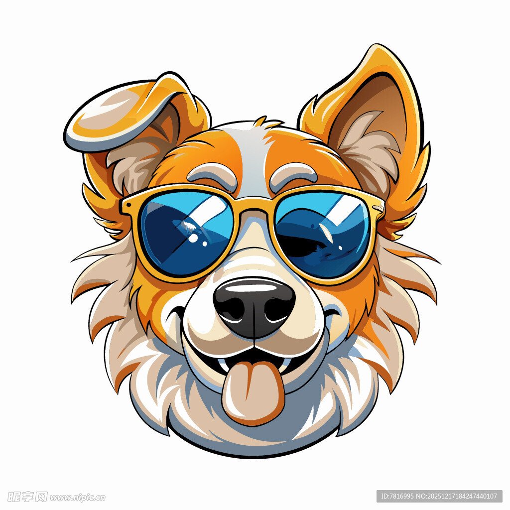戴墨镜的俏皮狗狗头像