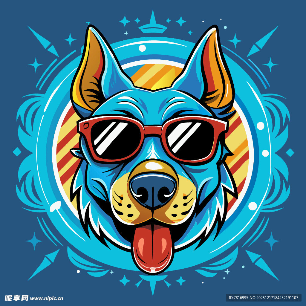 酷炫墨镜狗狗插画形象