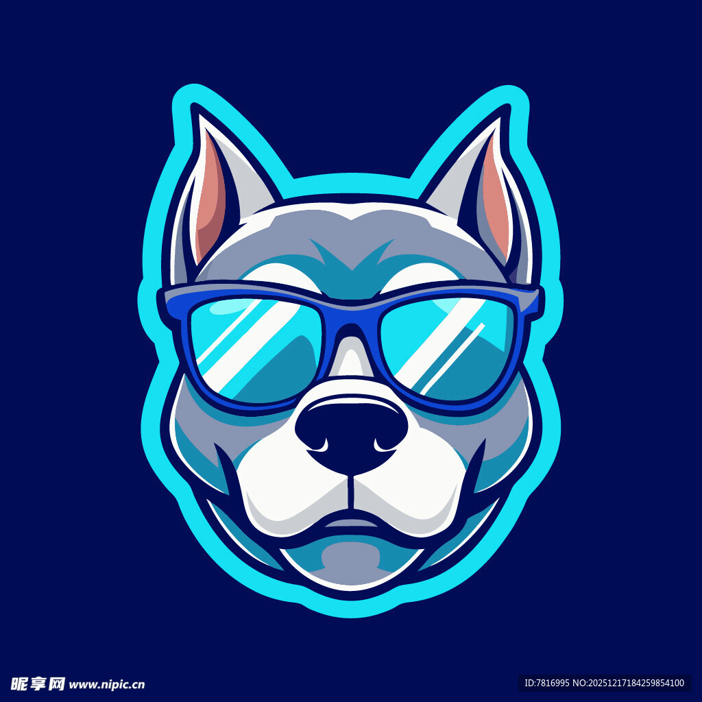 戴墨镜的酷炫狗狗头像