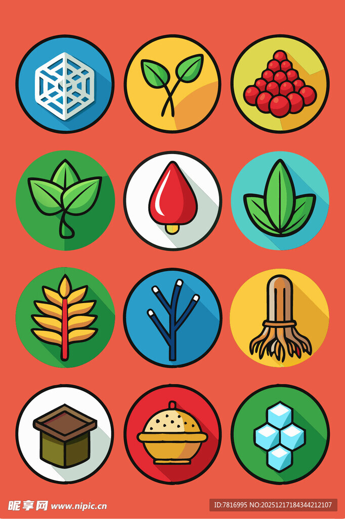 多彩自然与环保元素图标集