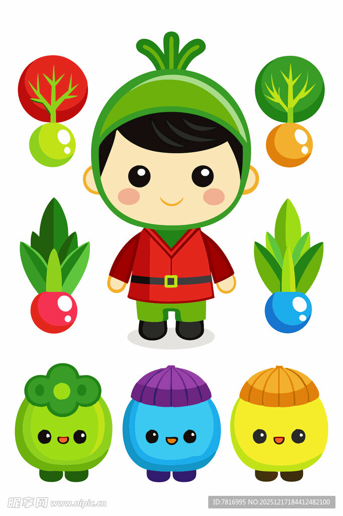 可爱蔬菜小精灵与男孩