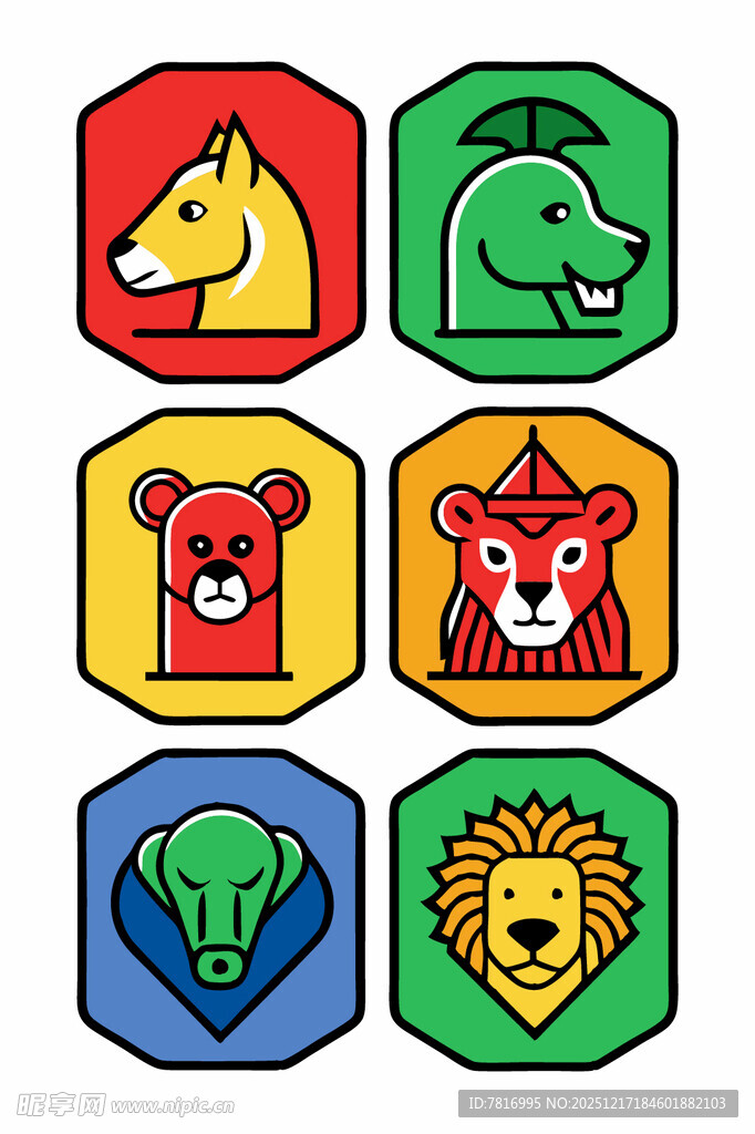 多彩动物头像图标集