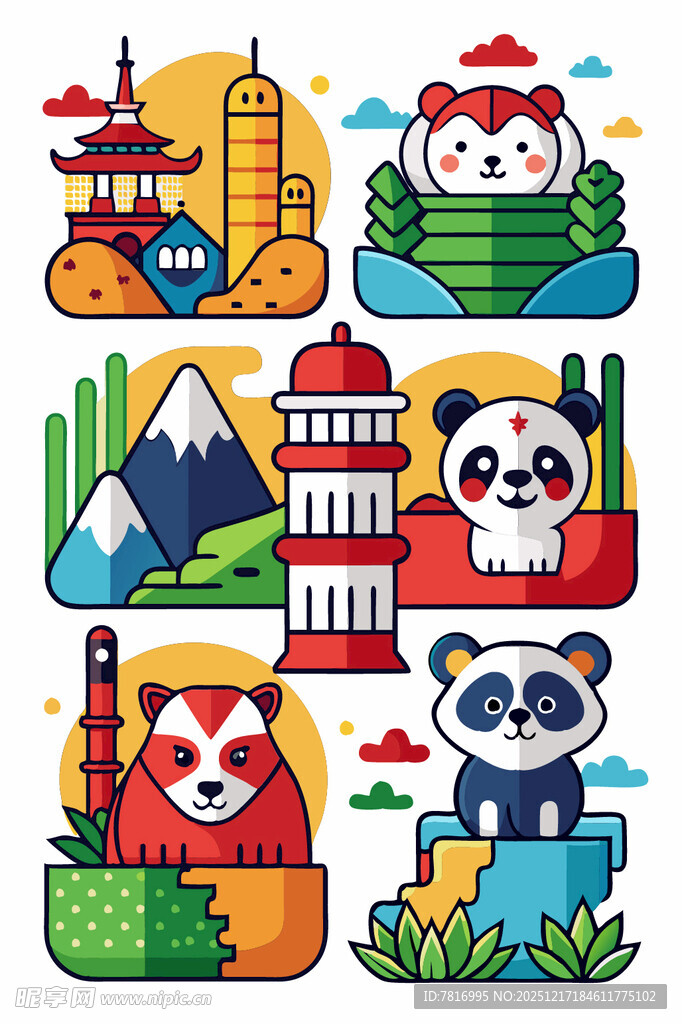 亚洲特色动物与地标合集