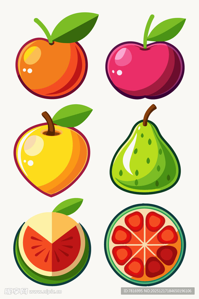 多彩水果插画集合