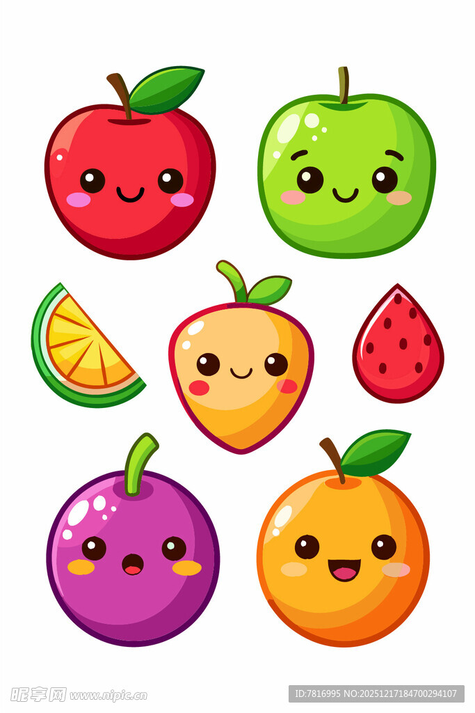 可爱表情水果大集合