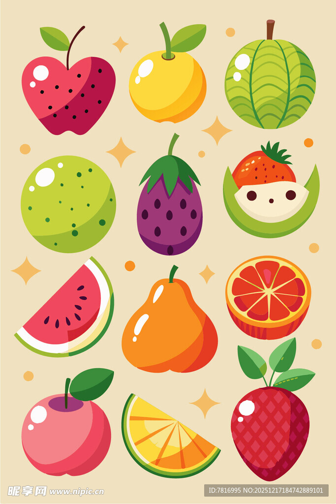 缤纷水果图案可爱又清新