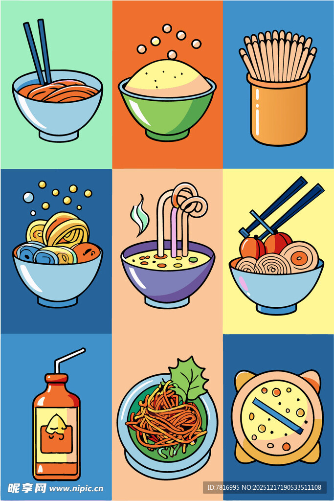 多样中式美食插画展示