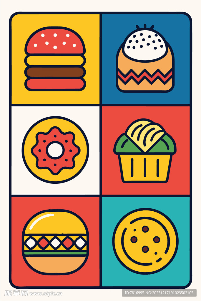 多彩美味的各式糕点与汉堡