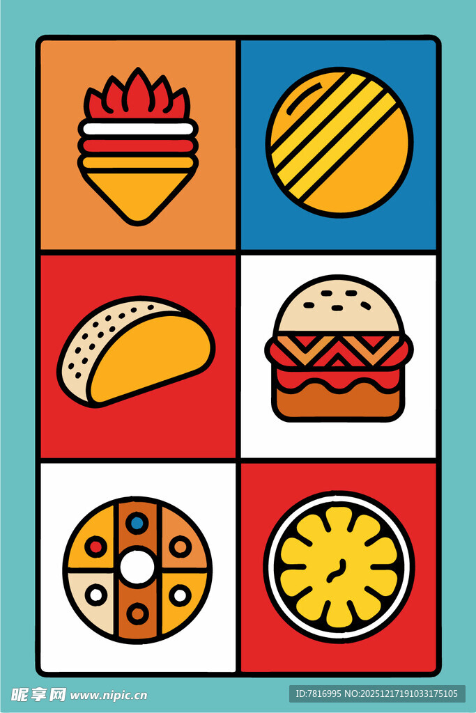 多彩快餐图标集合