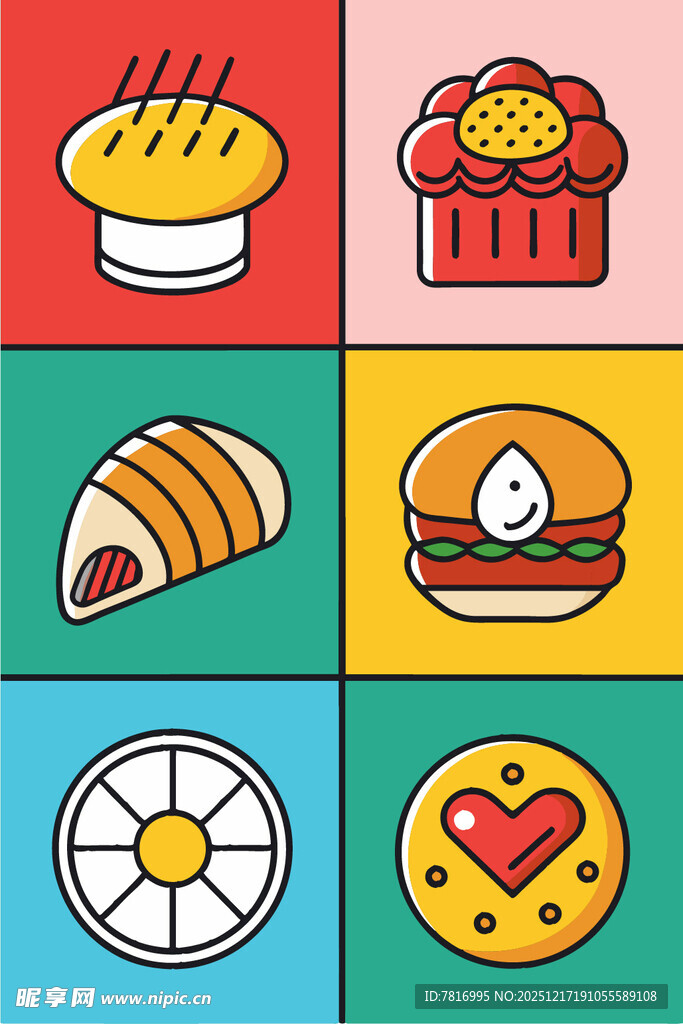 多彩美味糕点面包集合