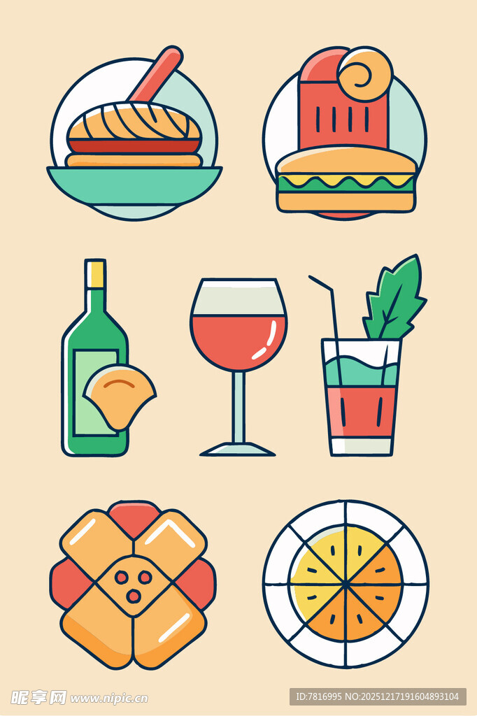 多样美食饮品图标集合