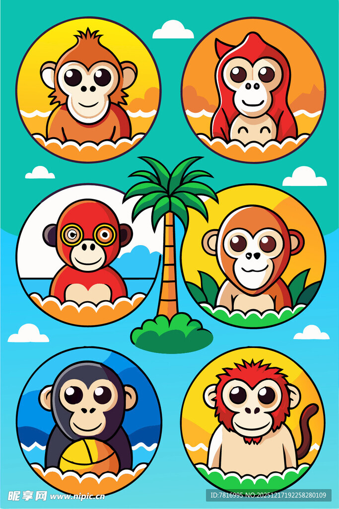 可爱猴子们的欢乐海岛时光