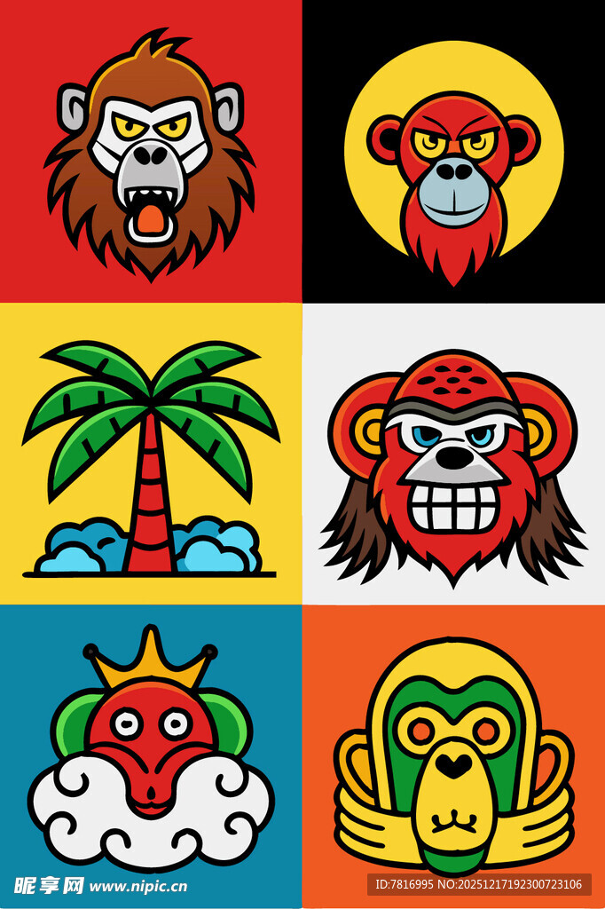 多彩卡通动物与自然元素