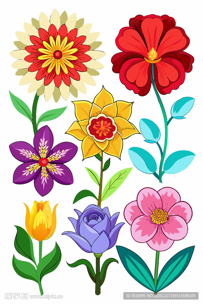 多彩手绘花卉图案