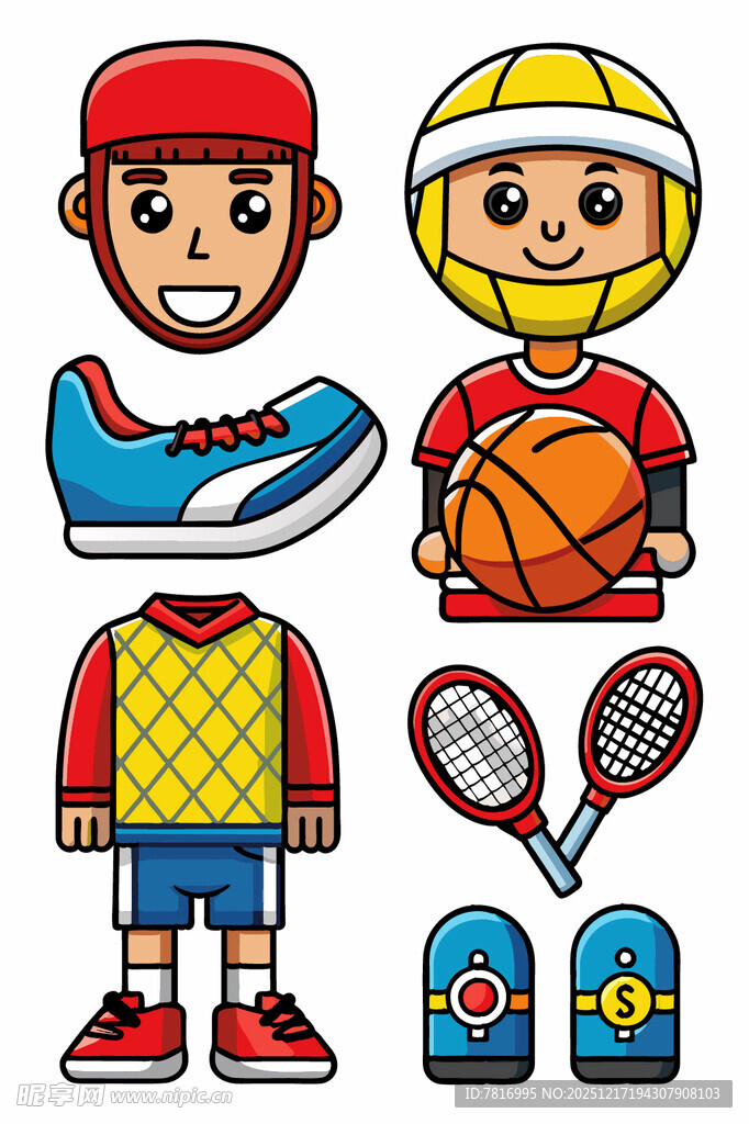 运动人物与体育用品集合