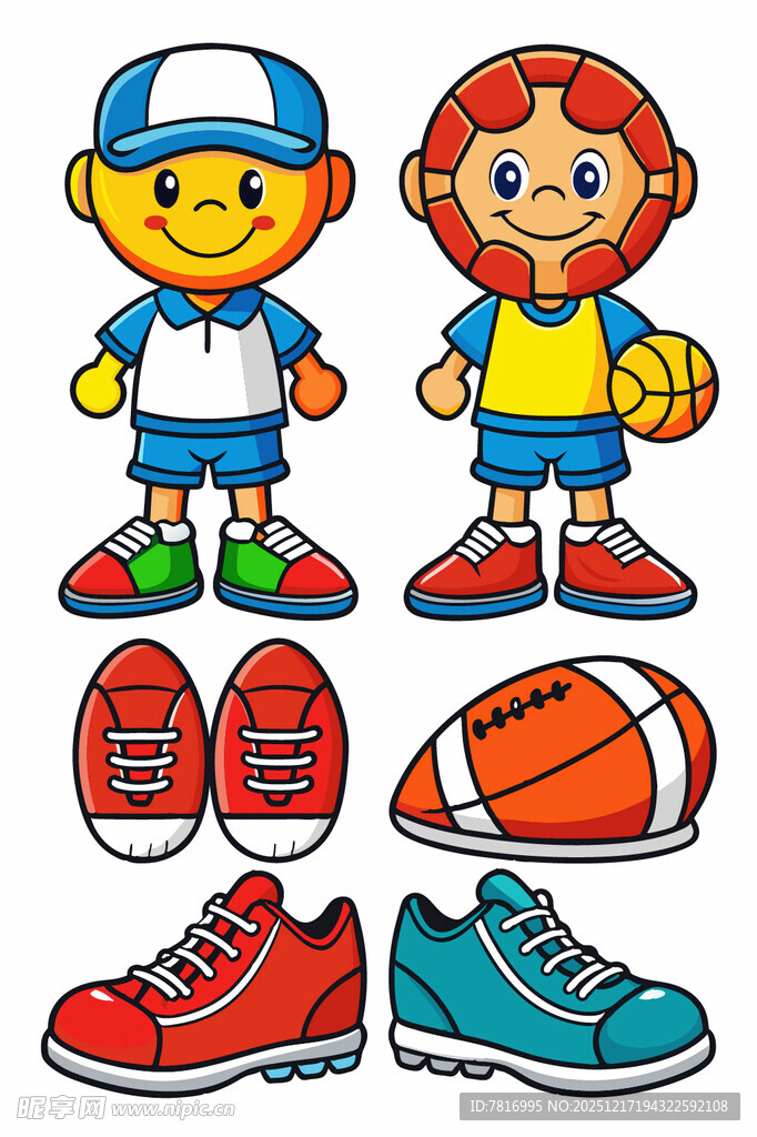 儿童运动装备插画