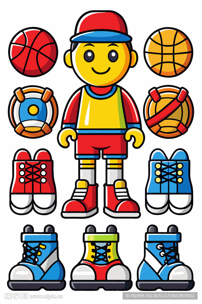 篮球小子与多样运动装备
