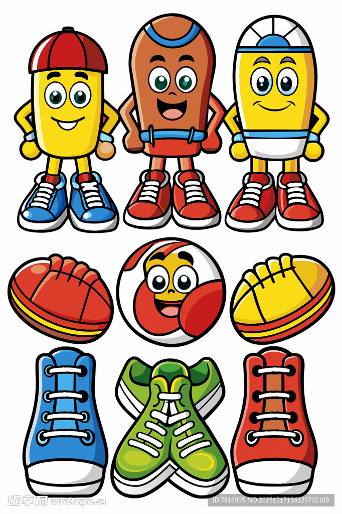 卡通运动装备与角色集合