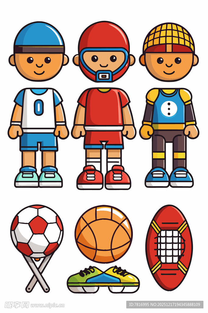 儿童运动装备与卡通形象