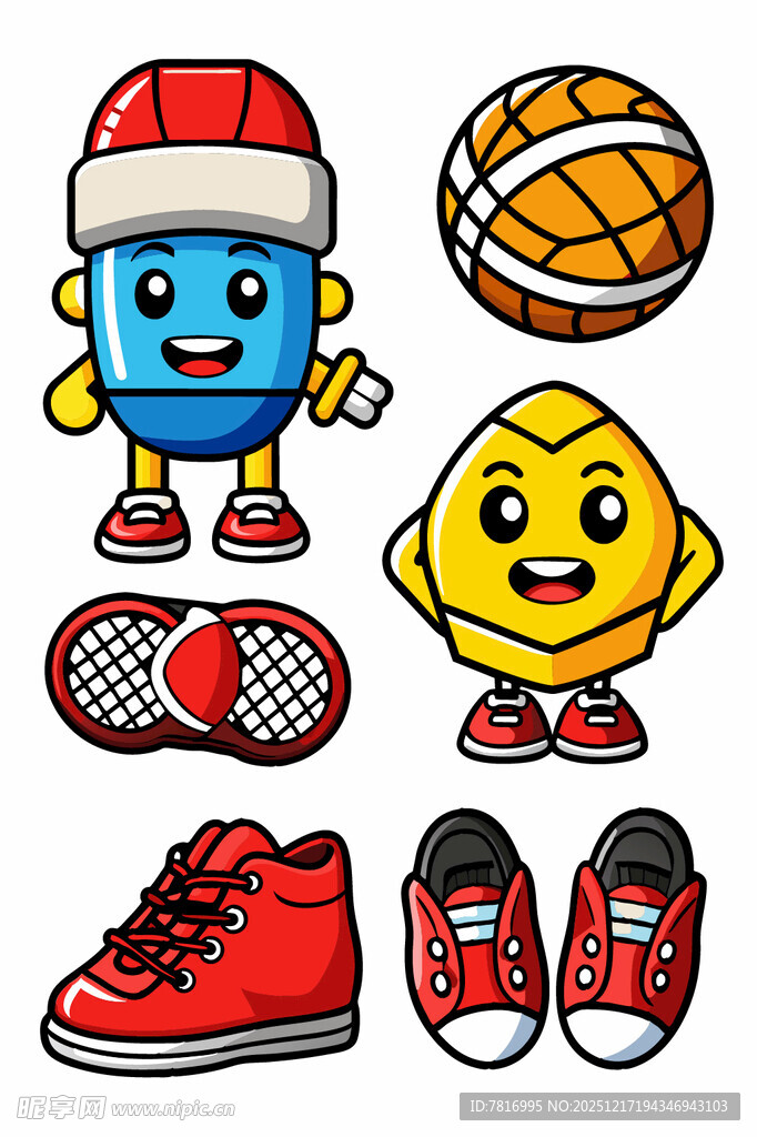 卡通运动角色与装备