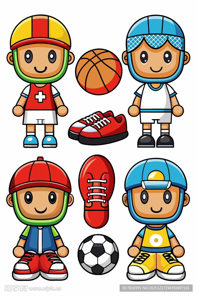 儿童运动装备与卡通形象