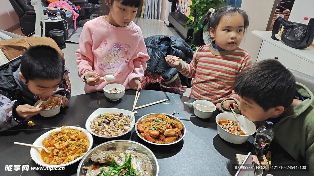 一家人围坐共享丰盛美食