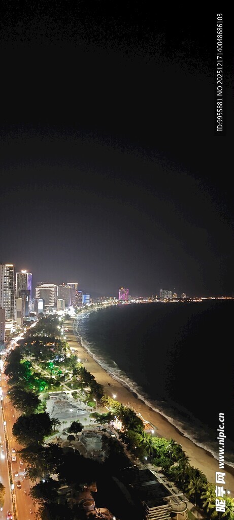 越南芽庄旅游城市海岸夜景风光
