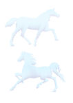 两匹奔跑的白色立体马模型