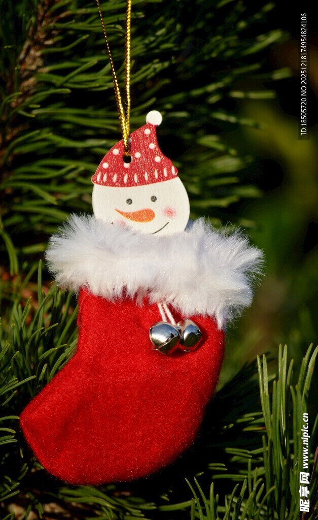 圣诞袜中的雪人小装饰