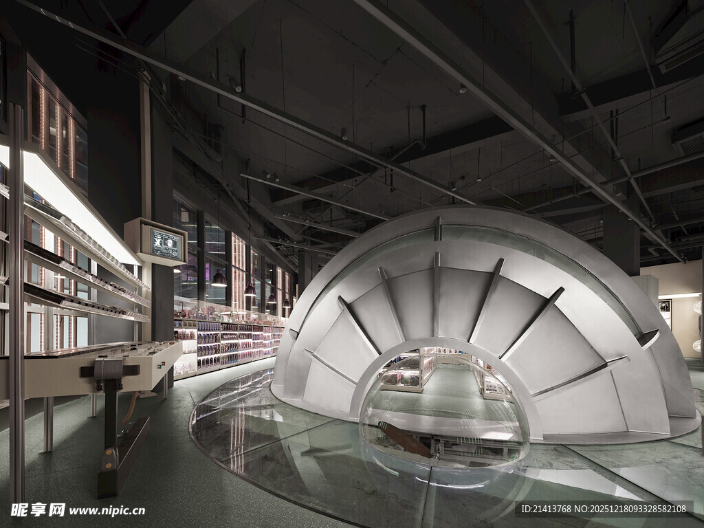现代风格弧形建筑内部空间