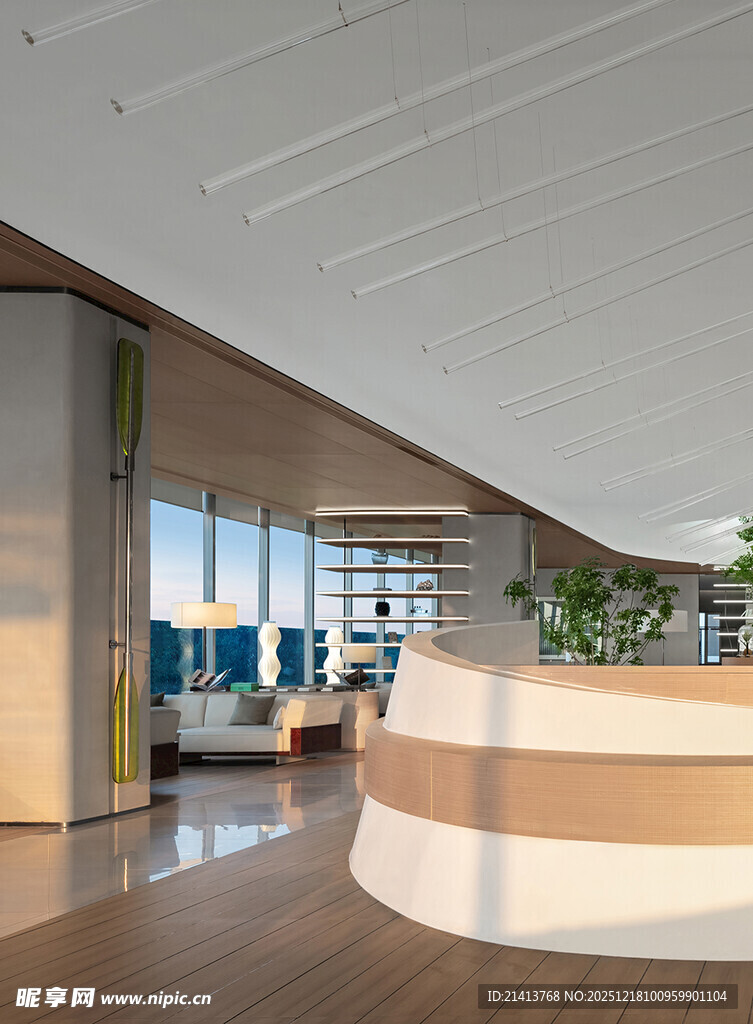 现代办公大厅接待区场景
