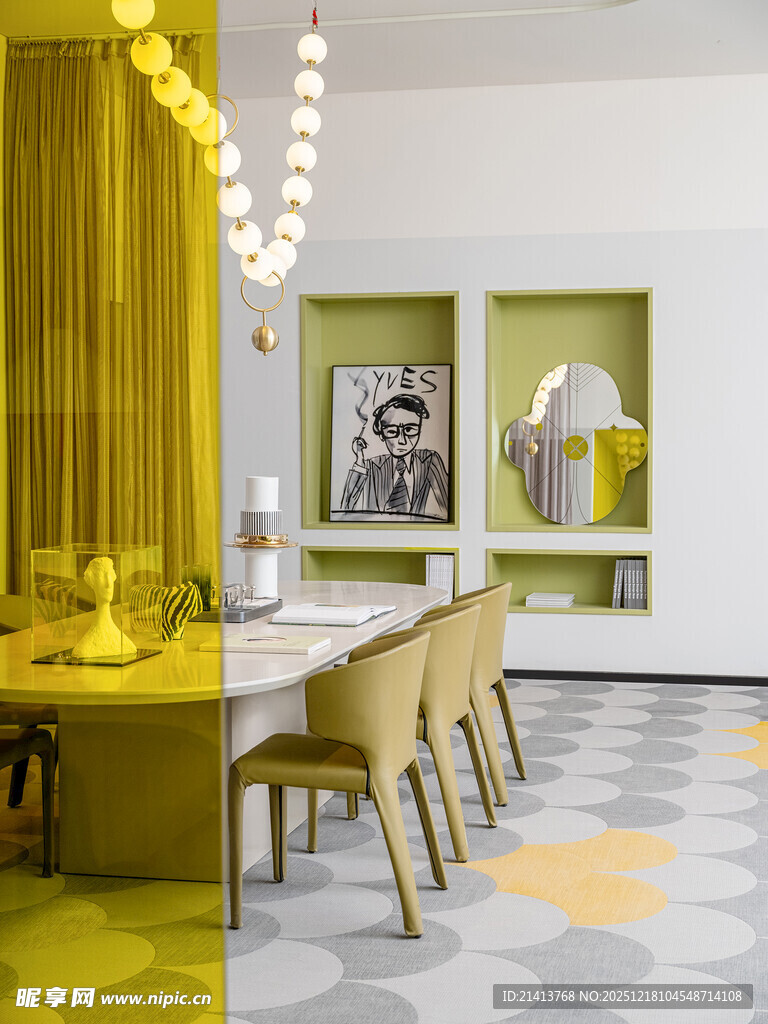 现代简约风黄色系餐厅空间