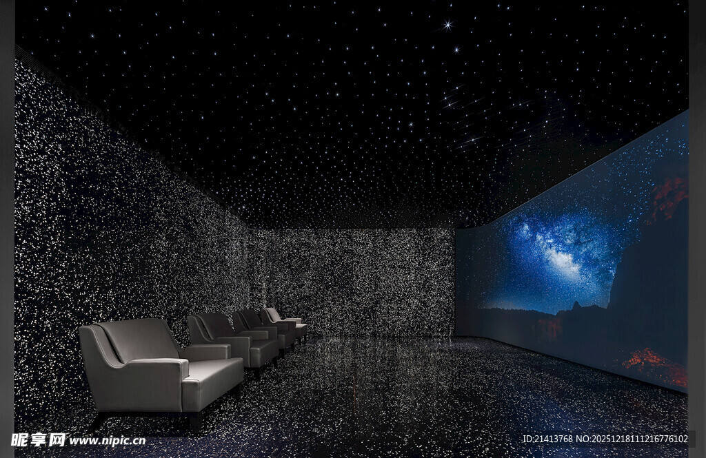 科幻风格的室内星空场景